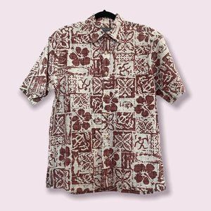 Koa Road Made in Hawaii Hawaiian Tropical Shirt Red White Small
